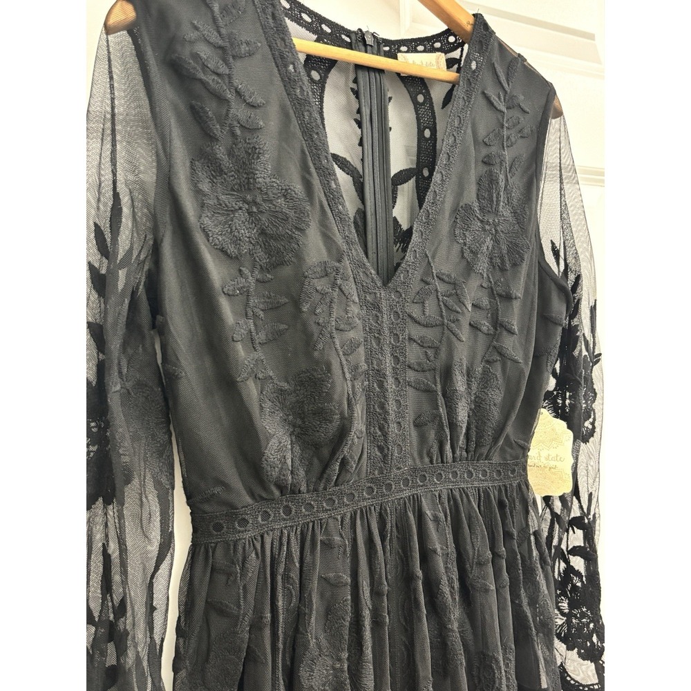 Altar'd State Black Embroidered Lace Maxi Dress M Whimsigoth Witchy Gothic 0354 - Picture 2 of 14